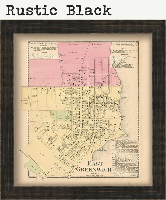 Map Of East Greenwich Ri Village Of East Greenwich Rhode Island 1870 Map | Etsy Singapore