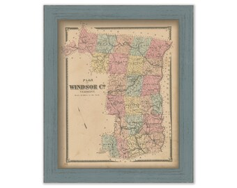 WINDSOR COUNTY, Vermont 1869 Map - Replica or Genuine ORIGINAL
