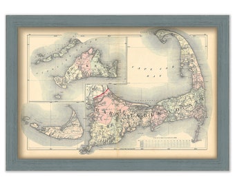 Cape Cod, Nantucket and Martha's Vineyard, Massachusetts - Map by Walling and Gray 1871 - Replica or Genuine Original