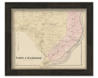 FAWN and HARRISON, Pennsylvania 1876 Map - Replica or Genuine ORIGINAL