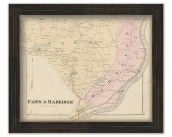 FAWN and HARRISON, Pennsylvania 1876 Map - Replica or Genuine ORIGINAL