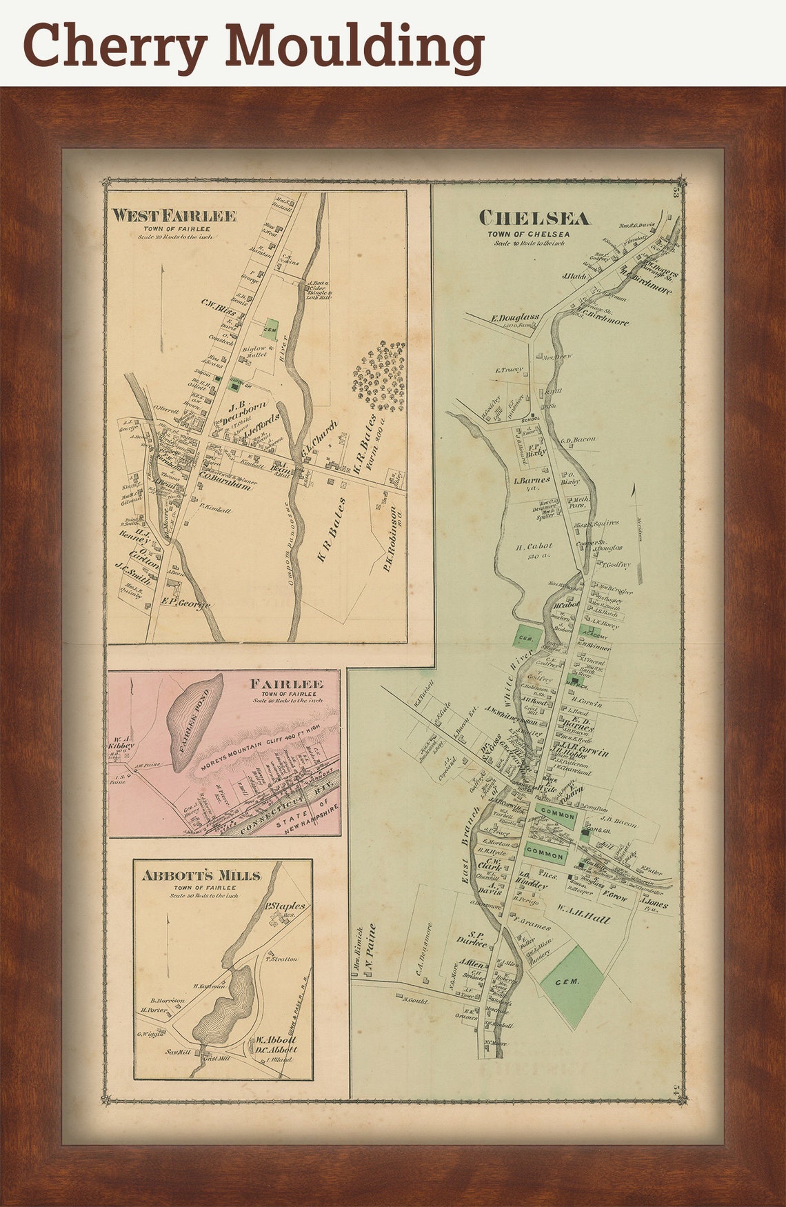 Villages of FAIRLEE and CHELSEA Vermont 1877 Map Replica or Etsy