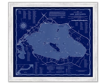 LAKE WENTWORTH, New Hampshire 1951 Nautical Chart Blueprint