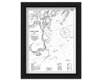 Portland Harbor, Maine 1909 - Nautical Chart by Geo. Eldridge-Black+White Version