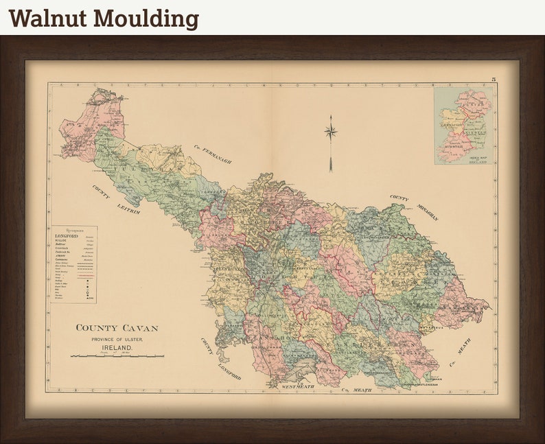 COUNTY CAVAN Ireland 1901 Map Replica or GENUINE Original Etsy