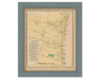Windsor Locks Village, Connecticut, 1869 Map, Replica or GENUINE ORIGINAL