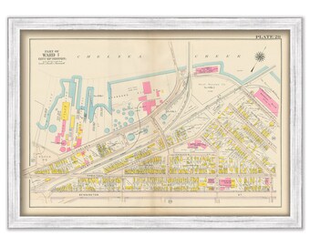 EAST BOSTON, Massachusetts 1912 map, Plate 28 - Chelsea and Curtis Street - Replica or GENUINE Original