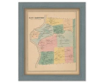 East Hartford, Hartford County, Connecticut, 1869 Map, Replica or GENUINE ORIGINAL