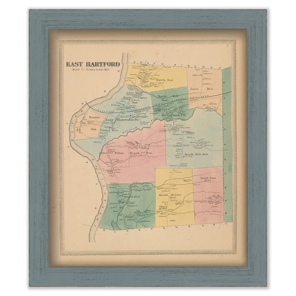 East Hartford, Hartford County, Connecticut, 1869 Map, Replica or GENUINE ORIGINAL