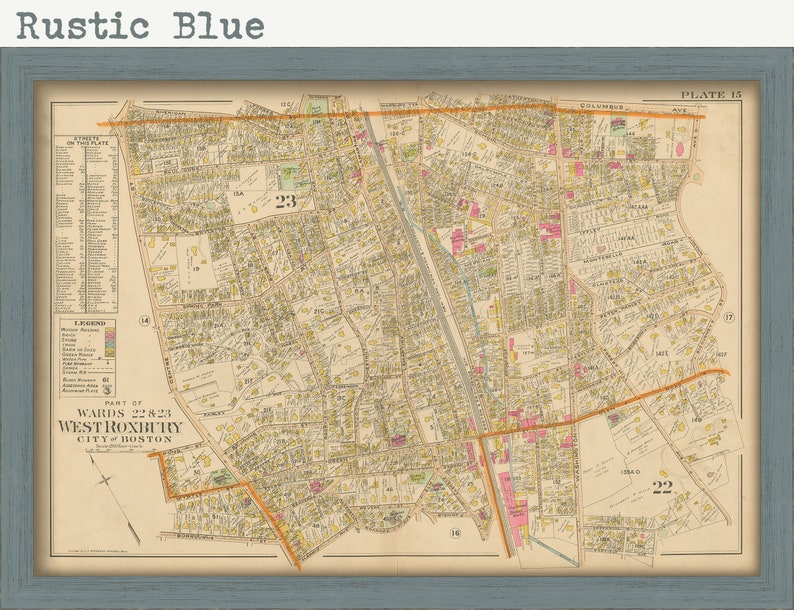 WEST ROXBURY Massachusetts 1899 Map Plate 15 Replica or Etsy