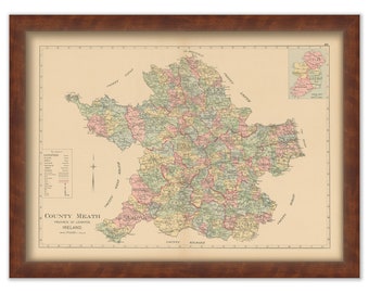 COUNTY MEATH, Ireland 1901 Map - Replica or GENUINE Original