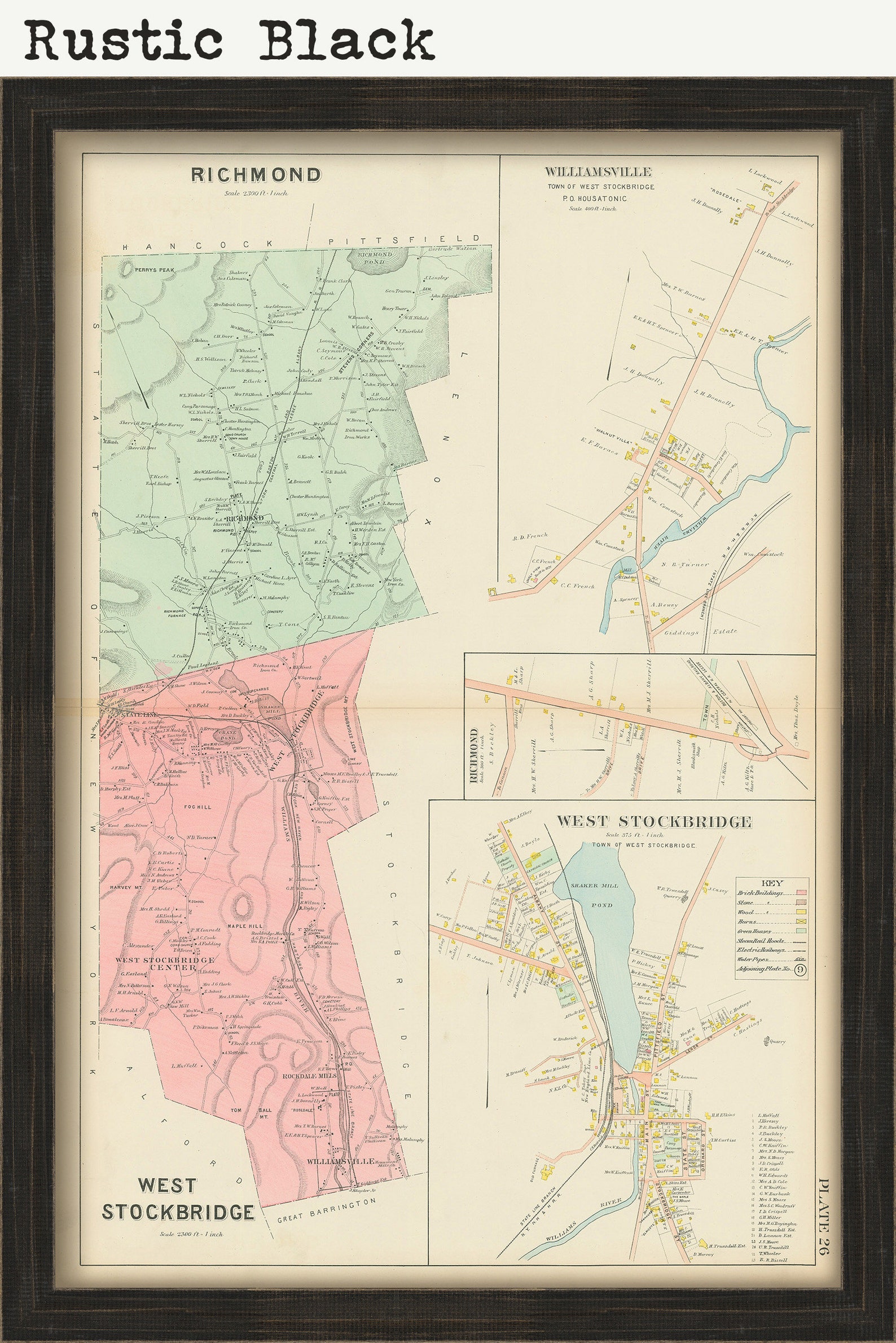 RICHMOND and WEST STOCKBRIDGE Massachusetts 1904 Map Etsy