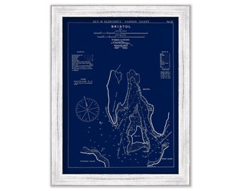 Bristol, Rhode Island - Blue Print - Nautical Chart by George W. Eldridge 0329BP