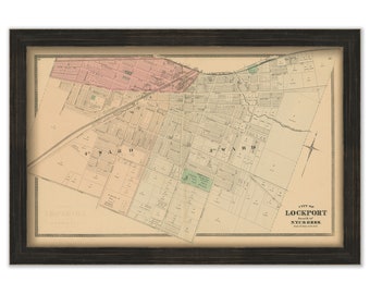 LOCKPORT, New York 1875 Map, Replica or Genuine Original