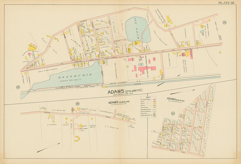 Village of ADAMS, Massachusetts 1904 Map - Replica or Genuine Original ...