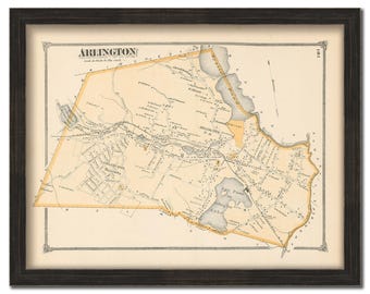 ARLINGTON, Massachusetts 1875 Map - Replica or Genuine ORIGINAL