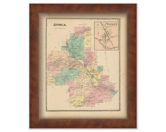 AVOCA, New York 1873 Map, Replica or Genuine ORIGINAL