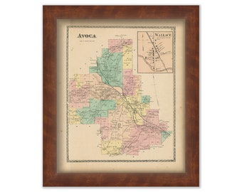 AVOCA, New York 1873 Map, Replica or Genuine ORIGINAL