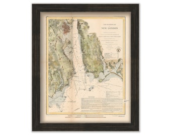 NEW LONDON Harbor, Connecticut - 1848 Colored Nautical Chart