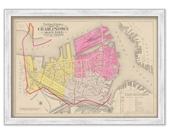 CHARLESTOWN, Boston, Massachusetts 1901 map