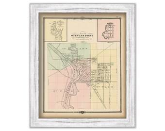 STEVENS POINT, Wisconsin 1878 Map, Replica or Genuine Original