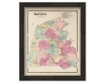 NEWTOWN, Connecticut Map 1867