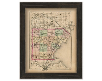 MONROE COUNTY, Michigan 1873 Map - Replica or Genuine Original