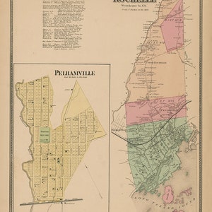 Town of NEW ROCHELLE, New York 1868 Map - Etsy