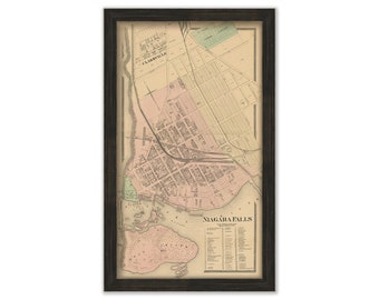 NIAGARA FALLS, New York 1875 Map, Replica or Genuine Original