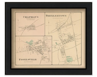 FOGELSVILLE, TREXLERTOWN and CHAPMANS, Pennsylvania 1876 Map - Replica or Genuine Original