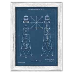 SANIBEL ISLAND LIGHTHOUSE, Florida  -  Blueprint Drawing and Plan of the Lighthouse as it was in 1883.
