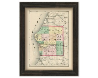 MASON COUNTY, Michigan 1873 Map - Replica or Genuine Original