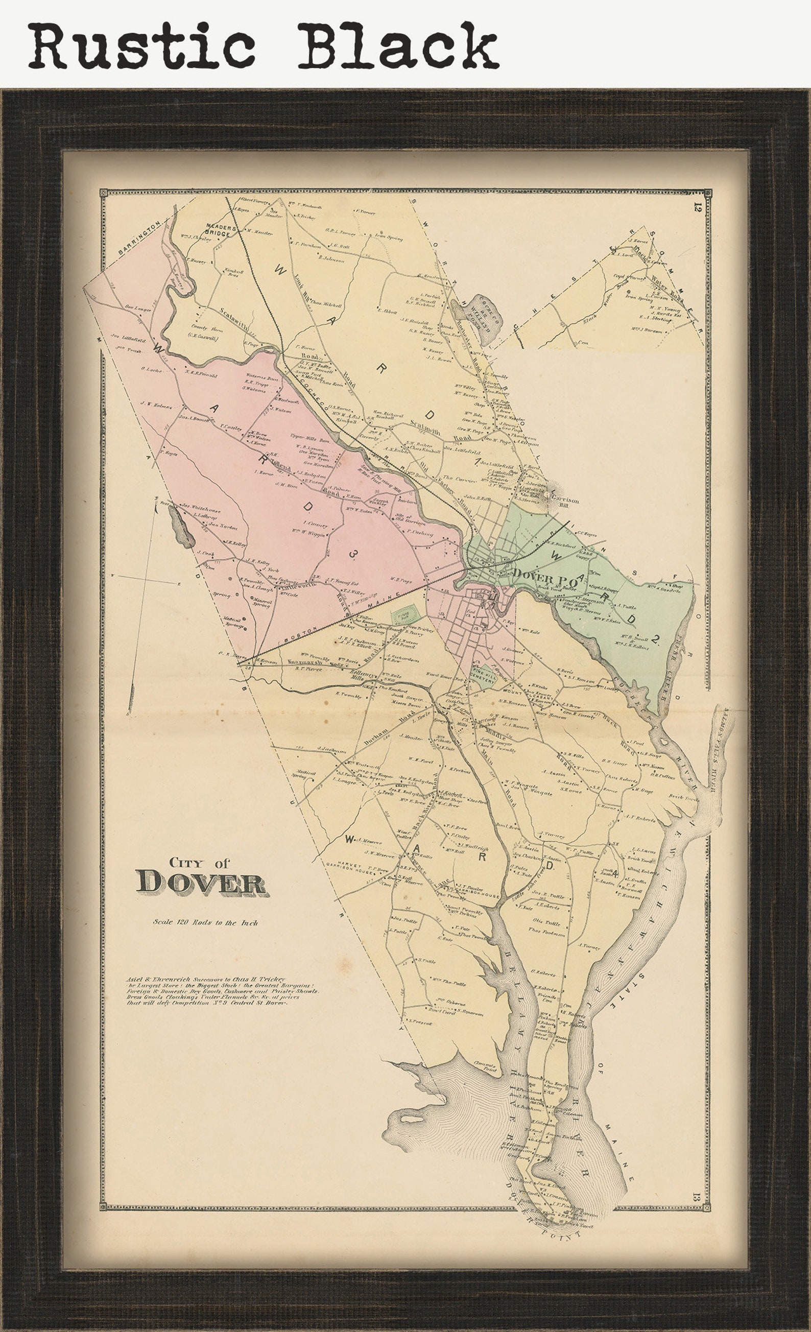 City of DOVER New Hampshire 1871 Map Replica or GENUINE Etsy