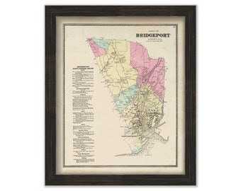 BRIDGEPORT, Connecticut Map 1867