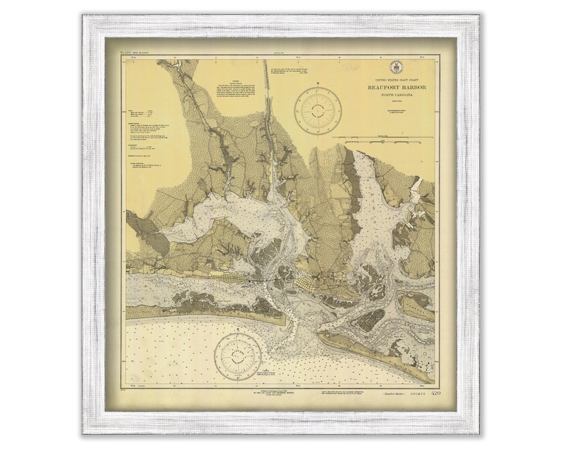 North Carolina 1928 Nautical Chart BEAUFORT HARBOR