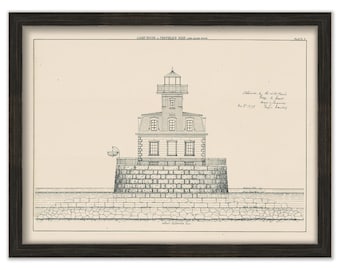 PENFIELD REEF LIGHTHOUSE, Fairfield County, Connecticut  - Drawing and Plan of the Lighthouse as it was in 1870.