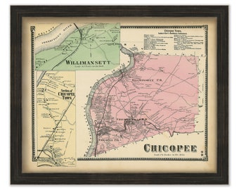 CHICOPEE, Massachusetts 1870 Map - Replica or Genuine ORIGINAL