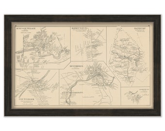 DANBURY, SUNCOOK and HENNIKER, New Hampshire 1892 Map, Replica or Genuine Original