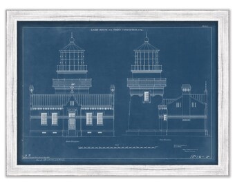POINT CONCEPTION LIGHTHOUSE, California  - Blueprint Drawing and Plan of the Lighthouse as it was in 1880
