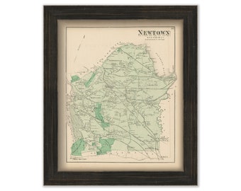 Newtown/Elmhurst, Queens, New York 1873 Map, Replica and GENUINE ORIGINAL