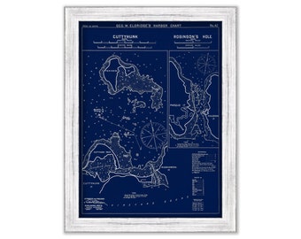 Cuttyhunk & Robinson's Hole, Massachusetts - Blue Print - Nautical Chart by George W. Eldridge 1901