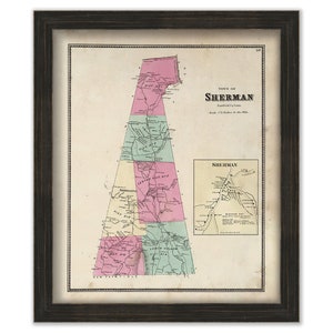 SHERMAN, Connecticut Map 1867