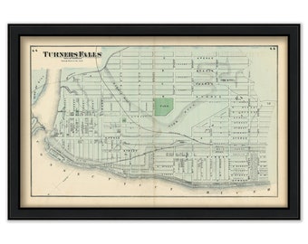 TURNERS FALLS, Massachusetts 1871 Map - Replica or Genuine ORIGINAL
