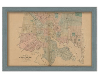 BALTIMORE, Maryland 1866 Map, Replica or Genuine Original