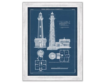 SAINT SIMONS LIGHTHOUSE, St. Simons Island, Georgia -   Blueprint Drawing and Plan of the Lighthouse as it was in 1872.