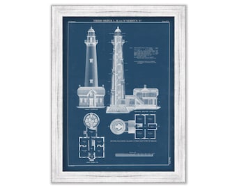 SAINT SIMONS LIGHTHOUSE, St. Simons Island, Georgia -   Blueprint Drawing and Plan of the Lighthouse as it was in 1872.