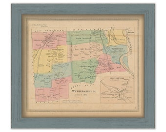 WETHERSFIELD, Connecticut, 1869 Map, Replica or GENUINE ORIGINAL