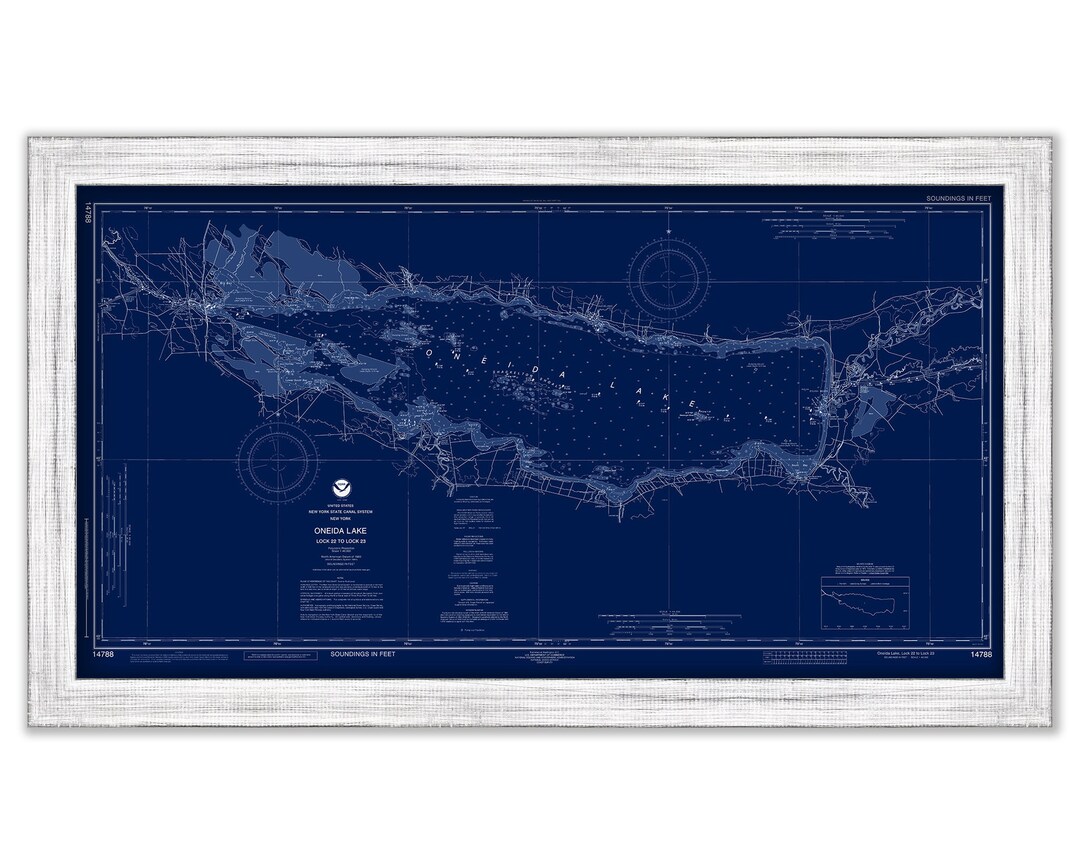 ONEIDA LAKE, New York - 2019 Blueprint Nautical Chart - Etsy