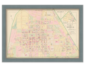 MEDIA, Pennsylvania - 1892 Map