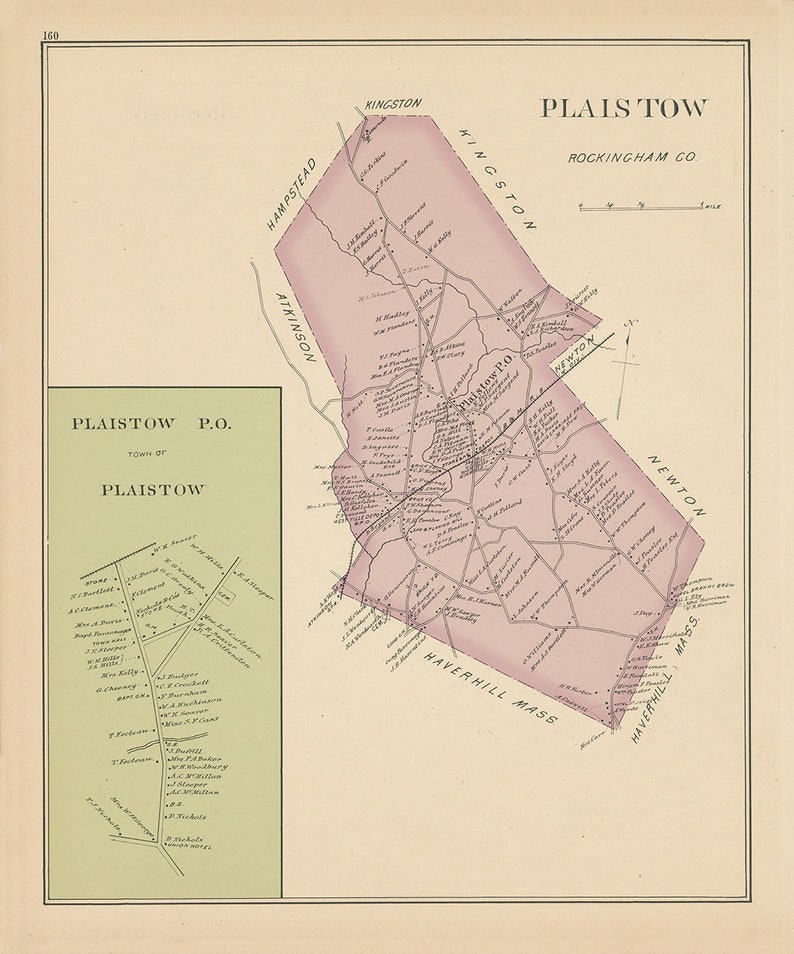 PLAISTOW, New Hampshire 1892 Map image 6
